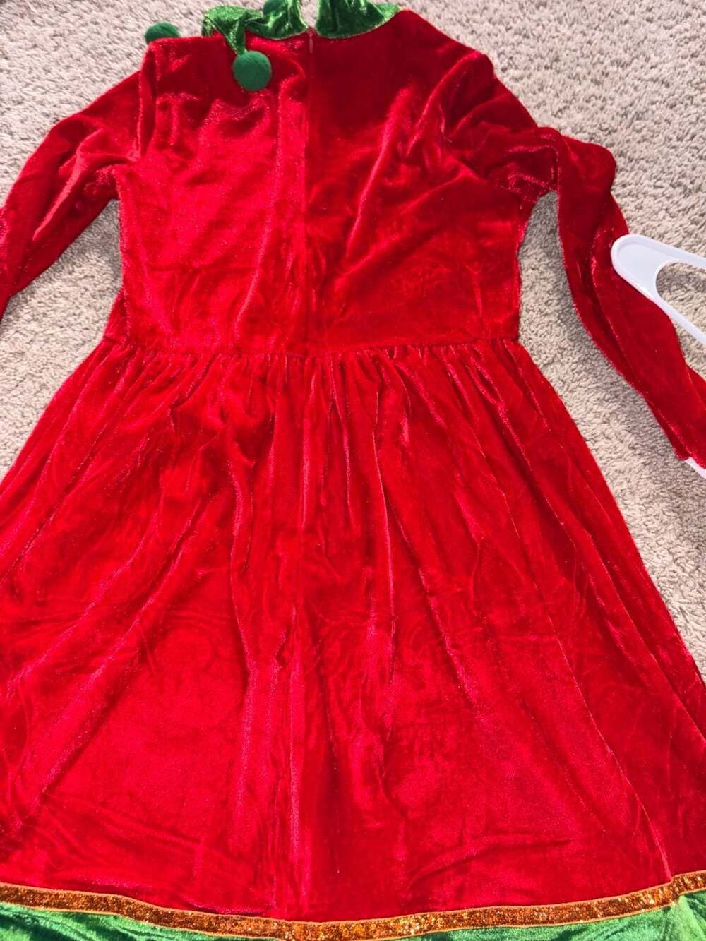 BesserBay Girls Red Velvet Christmas Elf Dress Size L
